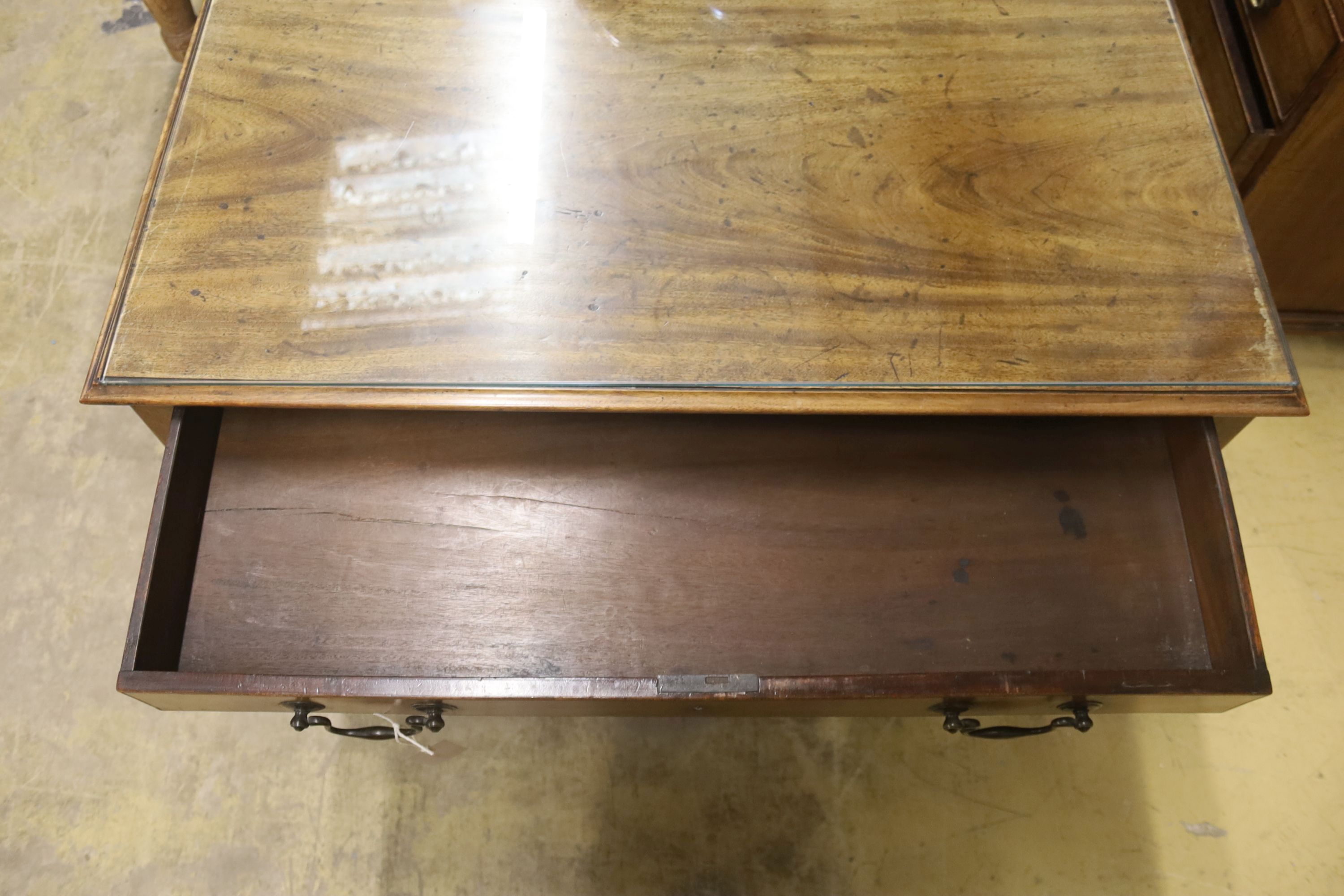A George III mahogany side table, width 96cm, depth 49cm, height 70cm